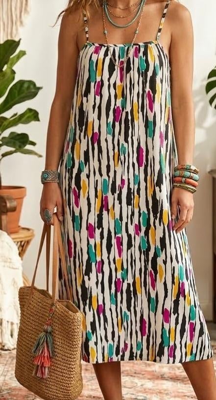 vintage gestreepte zomerjurk, Verzenden, Maat 46/48 (XL) of groter