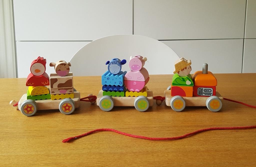 Houten trekspel - Créaferme Jeco, Ophalen, Zo goed als nieuw, Duw- of Trekspeelgoed