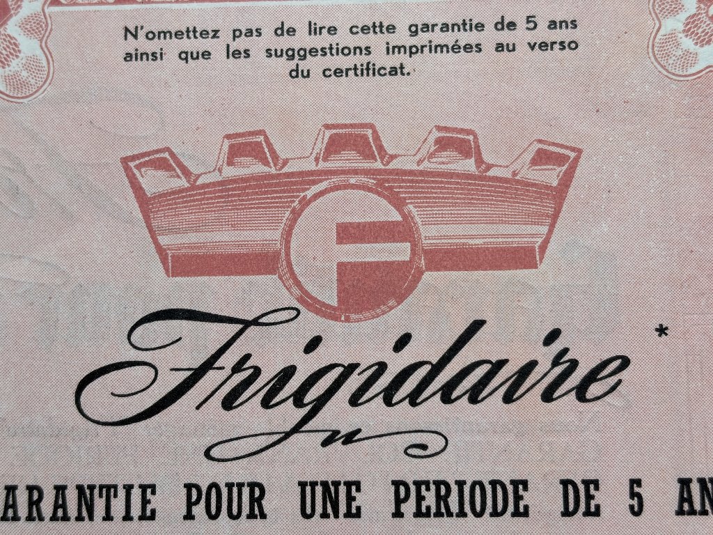 Advertentie FRIGIDAIRE Antwerp GENERAL MOTORS CONTINENTAL 53, Verzenden
