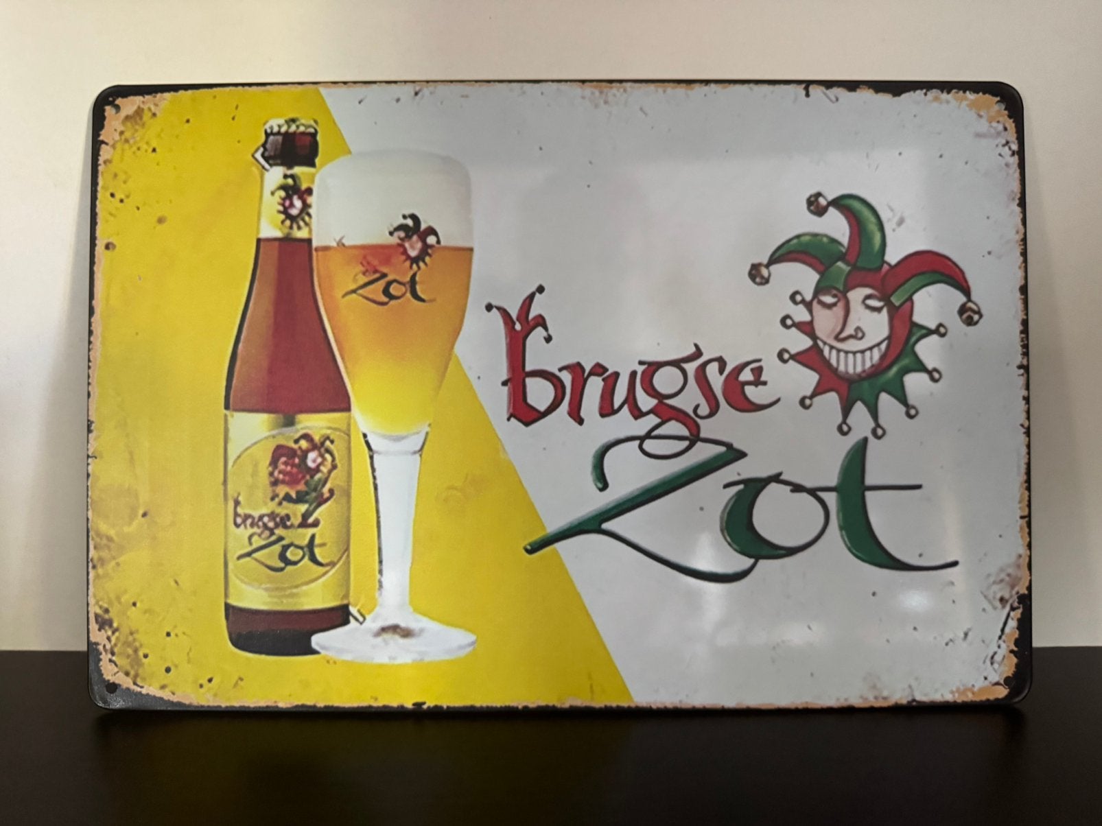 Metalen reclamebord Brugse Zot, Verzamelen, Ophalen of Verzenden, Nieuw, Reclamebord, Plaat of Schild