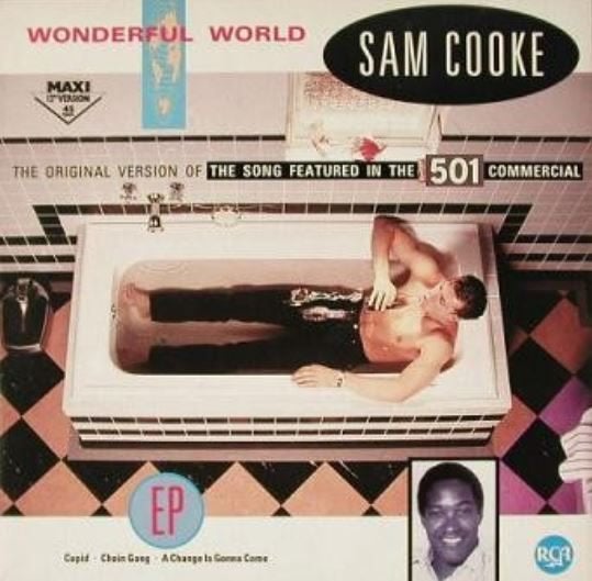 12" MAXI-SINGLE - SAM COOKE - WONDERFUL WORLD - als nieuw, Pop, Ophalen of Verzenden, Zo goed als nieuw, Beschermende buitenhoes