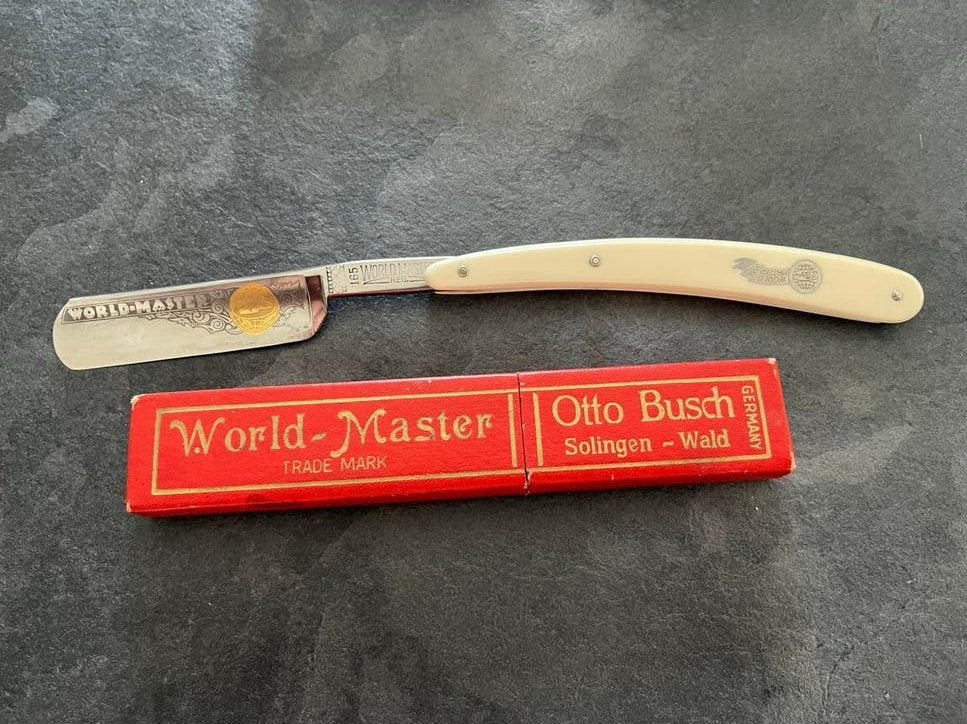 Vintage Solingen Open Scheermes Otto Busch World Master 165, Livres, Encyclopédies, Enlèvement, Comme neuf, Autres sujets/thèmes
