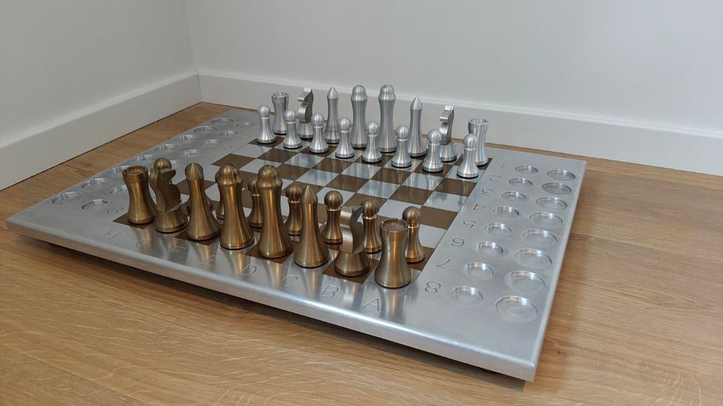 Schaakspel aluminium/Messing, Ophalen