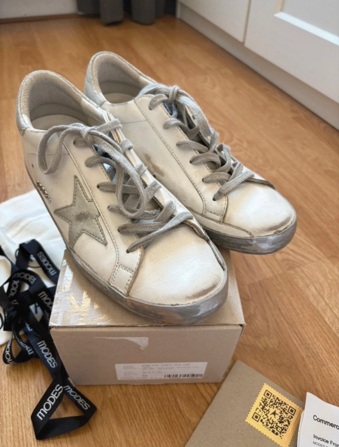 Golden Goose Superstar wit en grijs - Maat 39 -, Enlèvement ou Envoi, Sneakers et Baskets, Porté, Blanc