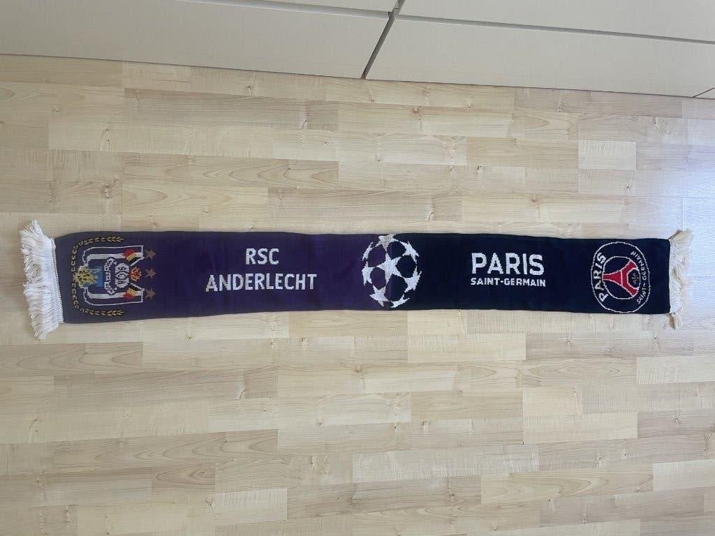 CL-sjaal RSC Anderlecht (RSCA)/Paris Saint-Germain (PSG), Enlèvement ou Envoi, Comme neuf, Fanion ou Écharpe