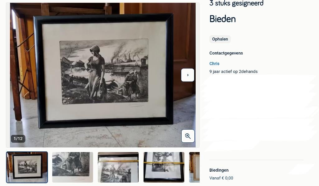 Schilderijen / peintures / groot... 3 stuks gesigneerd, Antiek en Kunst, Ophalen