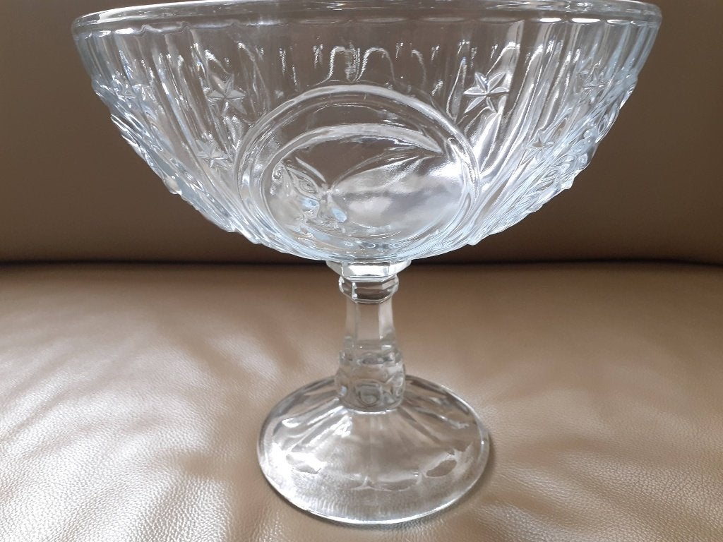 Prachtige oude zware glazen fruitschaal, Antiek en Kunst, Ophalen