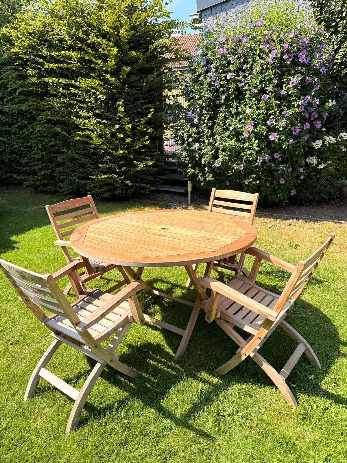 Royal pearl teakhouten tuinset tafel 130cm, Enlèvement, Salons de jardin
