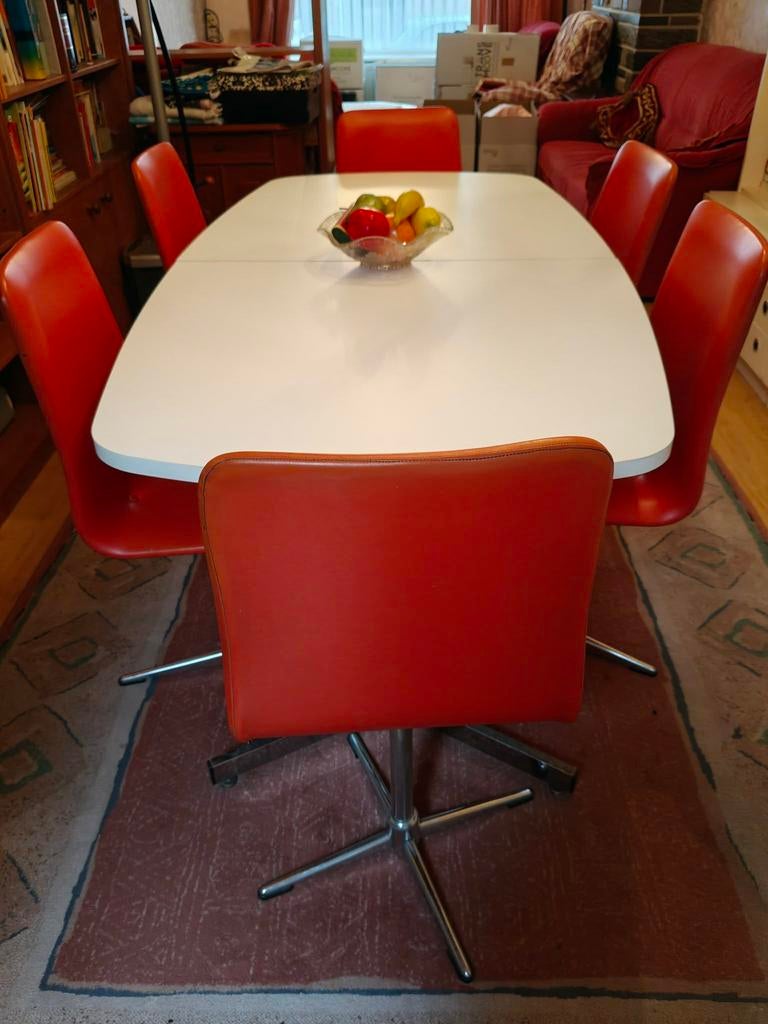Vintage eethoek jaren 1960-1970, mid-century modern design, Ophalen, Zo goed als nieuw, Mid-century modern design, vintage, 4 tot 6 stoelen