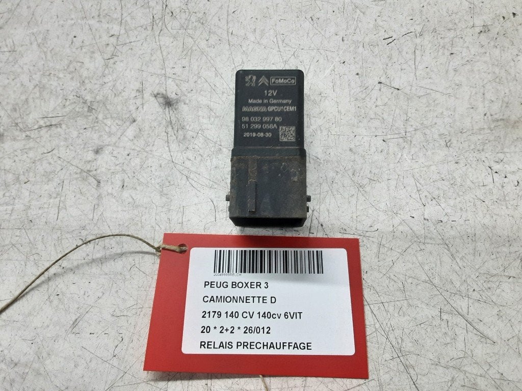 RELAIS BOUGIE PRECHAUFFAGE Peugeot Boxer (U9) (9803299780), Kontakt-peugeot@peugeot.com, Utilisé, Peugeot Deutschland GmbH, Bahnhofsplatz
65423  Rüsselsheim, DE