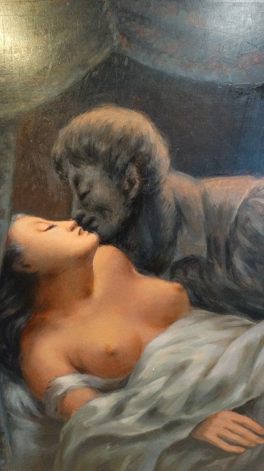 Lode Sebregts 1906-2002 " le Revenant de Baudelaire", Ophalen, Olieverf, Portret of Personen