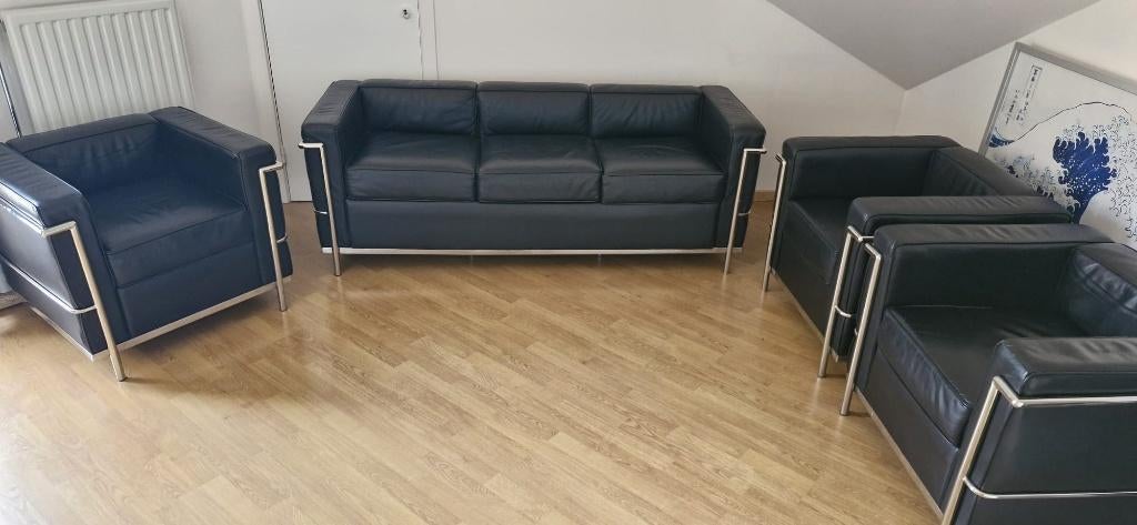 Vintage Le Corbusier LC2 zetels – designklassieker, Huis en Inrichting, Ophalen, Overige maten, Minder dan 75 cm, 150 tot 200 cm