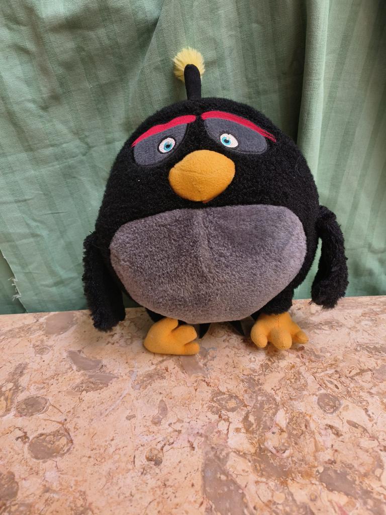 Knuffel van zwarte Bom vogel (Angry Birds), Overige typen, Zwart, Ophalen of Verzenden, Zo goed als nieuw