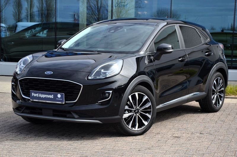 Ford Puma EcoBoost mHEV Titanium, Auto's, Voorwielaandrijving, Leder en Stof, Zwart, Bedrijf