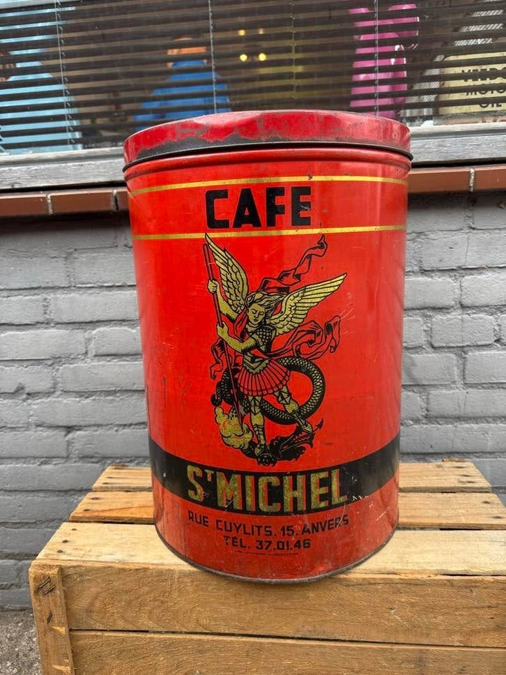 Vintage St. Michel Cafe Blik - Antiek Koffieblik