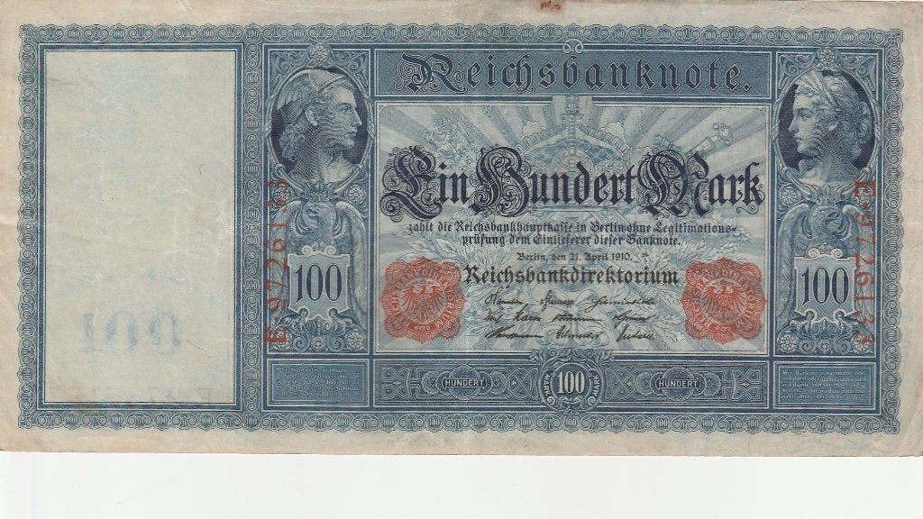 1910 Duitse bankbiljet van 100, Ophalen of Verzenden, Duitsland