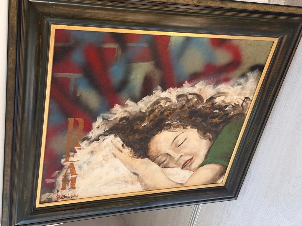 Schilderij slapende vrouw., Antiek en Kunst, Ophalen