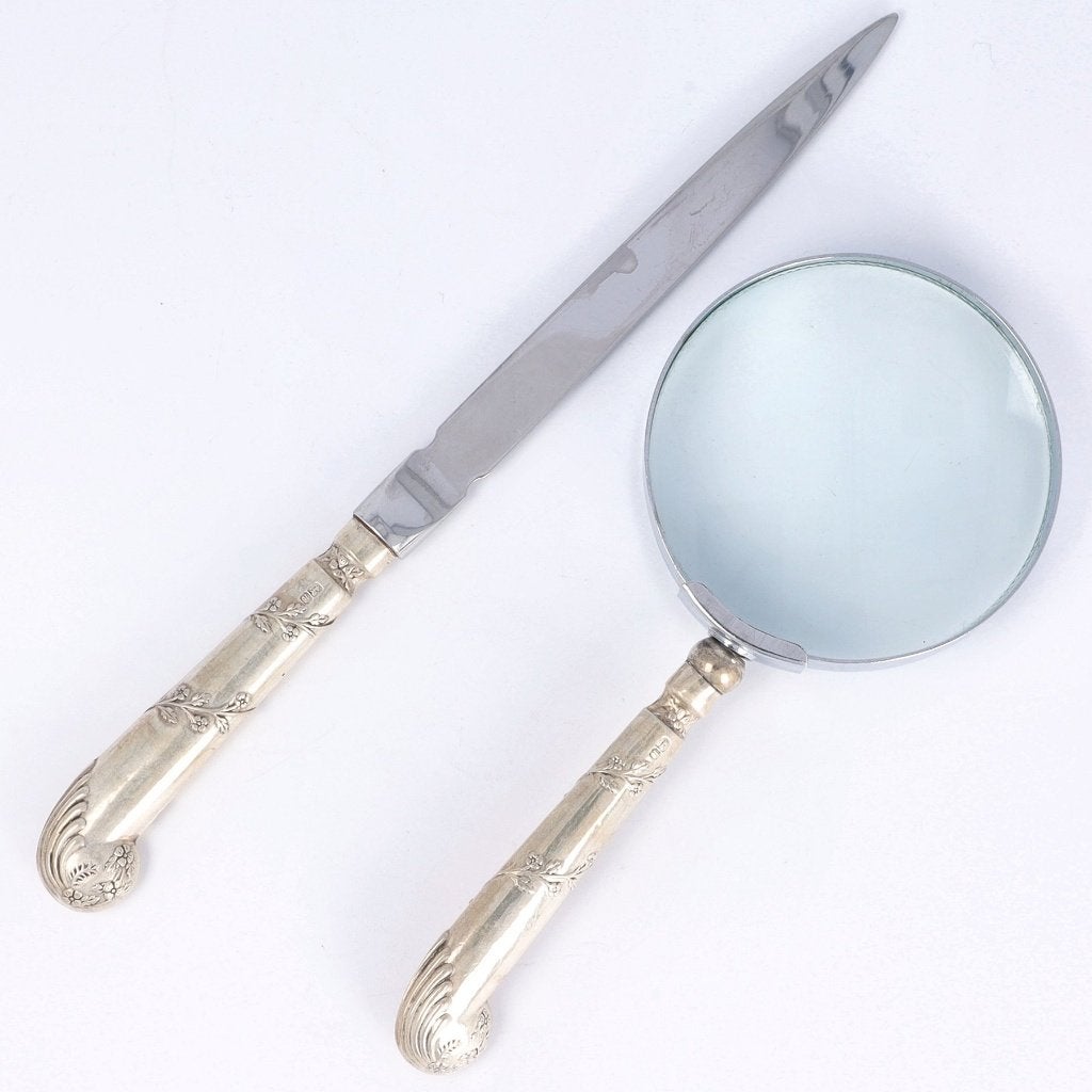 Sheffield zilveren briefopener en vergrootglas, Enlèvement ou Envoi