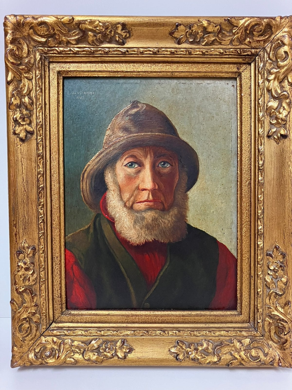 Schilderij Visser -  L. Van Damme, Portrait ou Personnes, Peinture à l'huile, Panneau, Enlèvement