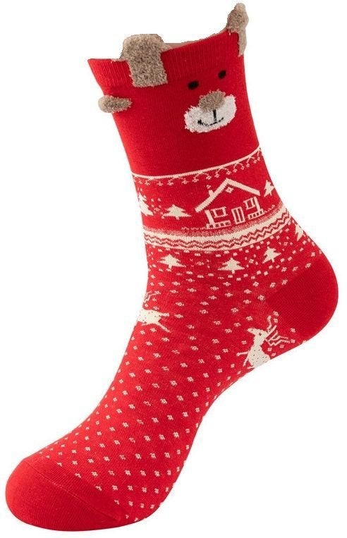Chaussettes ours brun rouge 35-42, Enlèvement ou Envoi, Neuf, Rouge, Chaussettes et Chaussettes genoux