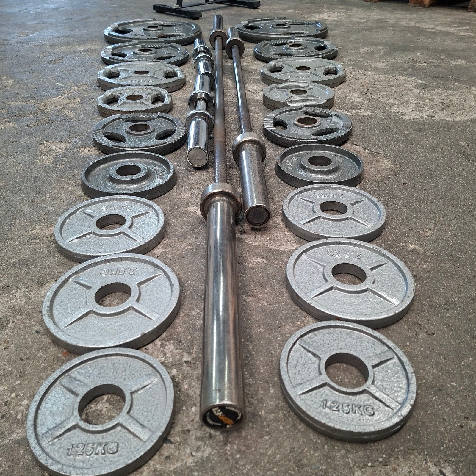 Olympische Gewichten Set + Olympische Barbells + Rek, Ophalen
