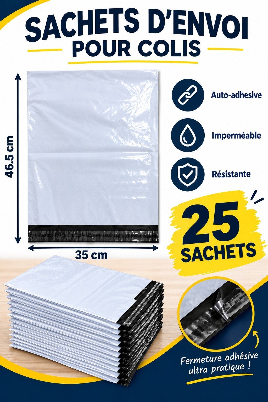 25 sachets d'envoi de colis 46,5cm x 35cm, Diversen, Ophalen of Verzenden, Nieuw