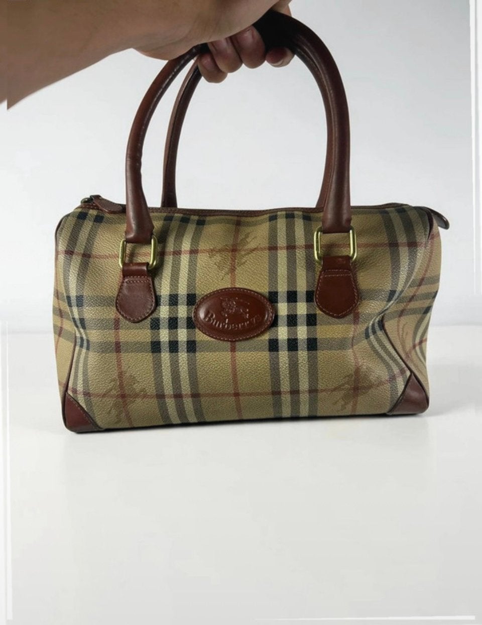 Sac a main Burberry Chester bowling vintage, Moins de 40 cm, Beige, Moins de 35 cm, Enlèvement