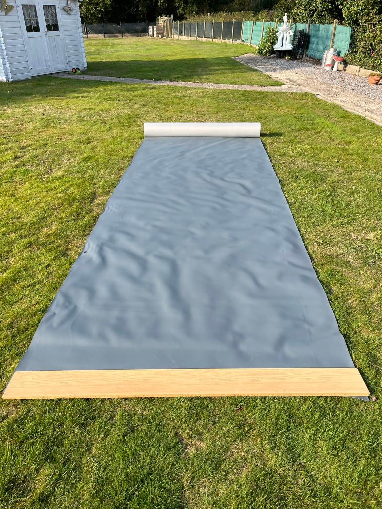 Rol kunstleer grijs (leatherlook) 25 m x 1.50 m, Hobby en Vrije tijd, Stoffen en Lappen, Ophalen, 120 cm of meer, Leer of Kunstleer