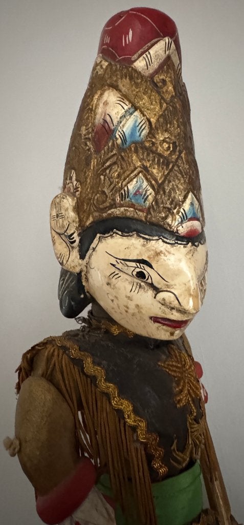 Marionnette Indonésienne Java en Bois 1930, Antiquités & Art, Art | Art non-occidental, 68 cm, Bois, Indonésie, Multicolore