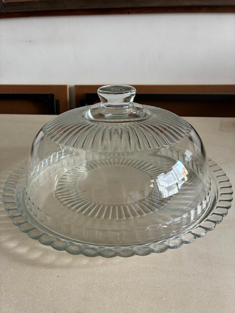 Luminarc vintage glazen kaasstolp/taartstolp met plateau, Huis en Inrichting, Woonaccessoires | Stolpen, Ophalen of Verzenden