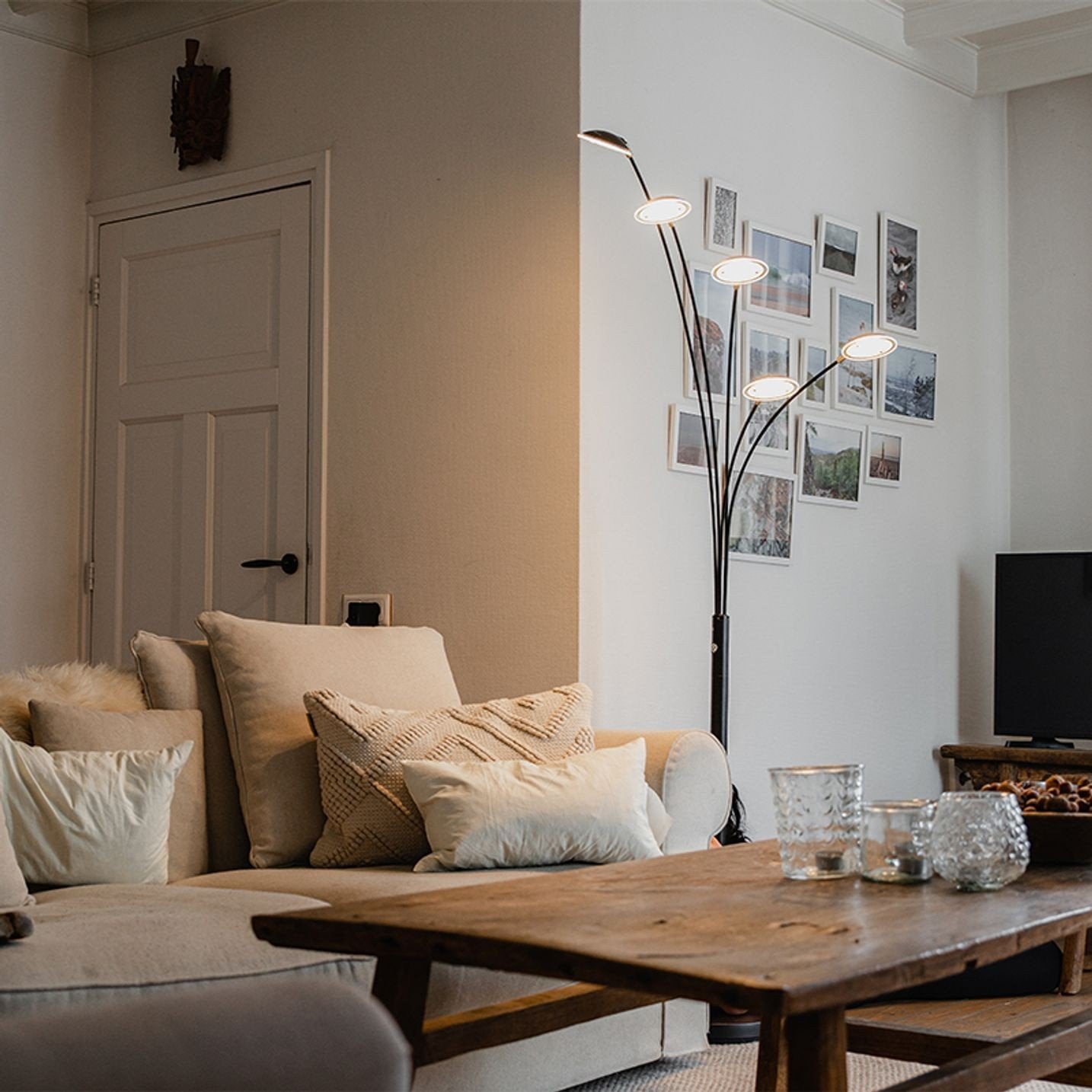 Design vloerlamp zwart incl. LED 5-lichts (met garantie), Enlèvement, Neuf