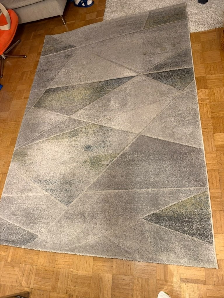 MODERN GEOMETRIC CARPET, GREY, 232 x 160.5 cm, Huis en Inrichting, Ophalen, Gebruikt, 150 tot 200 cm, 200 cm of meer