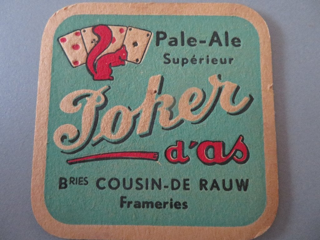 bierviltje Pale Ale Poker d,As brouwerij Cousin De Rauw, Verzamelen, Ophalen of Verzenden, Zo goed als nieuw, Viltje(s), Overige merken