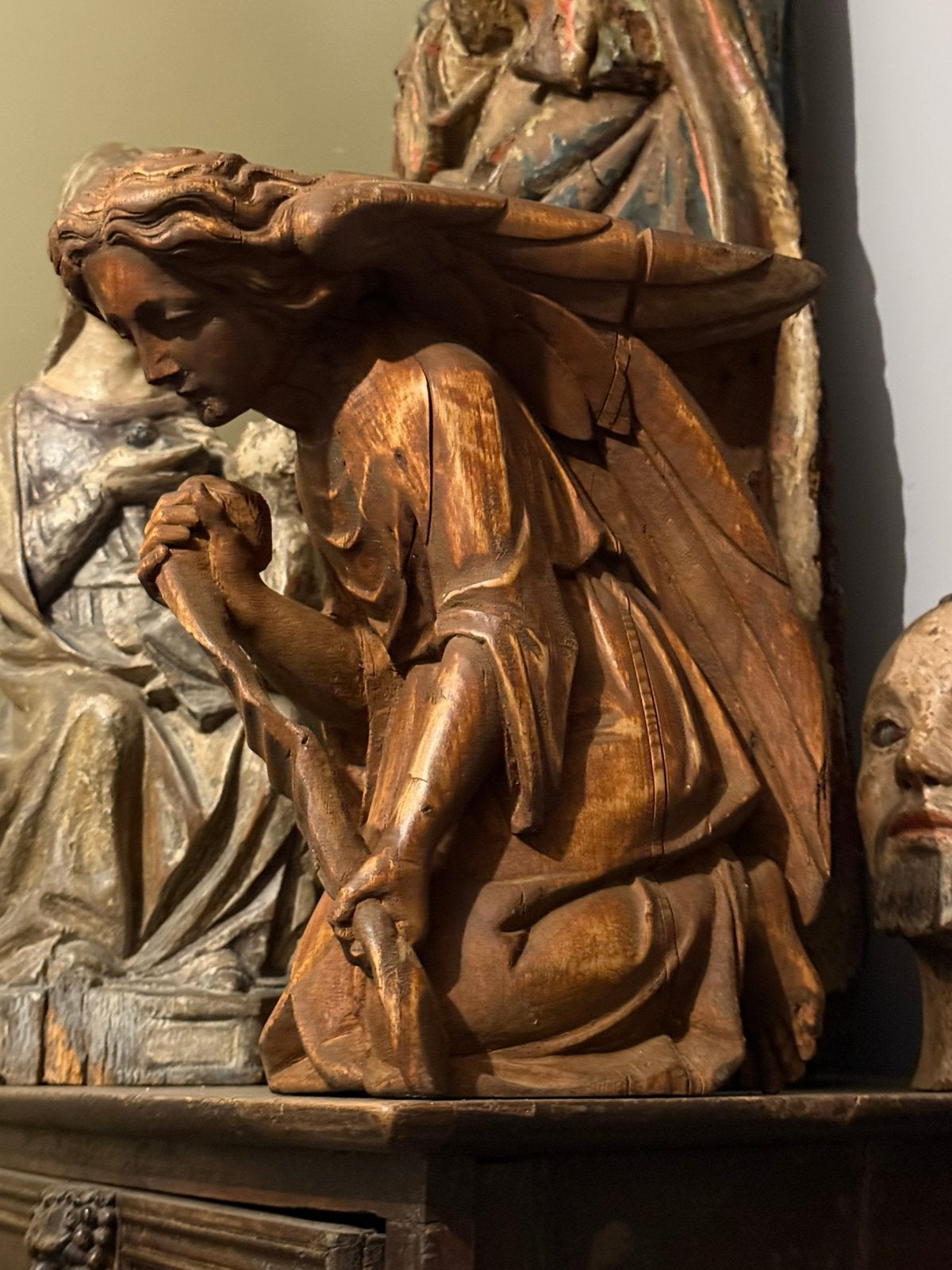 Houten engel 19e eeuw, Antiek en Kunst, Ophalen of Verzenden