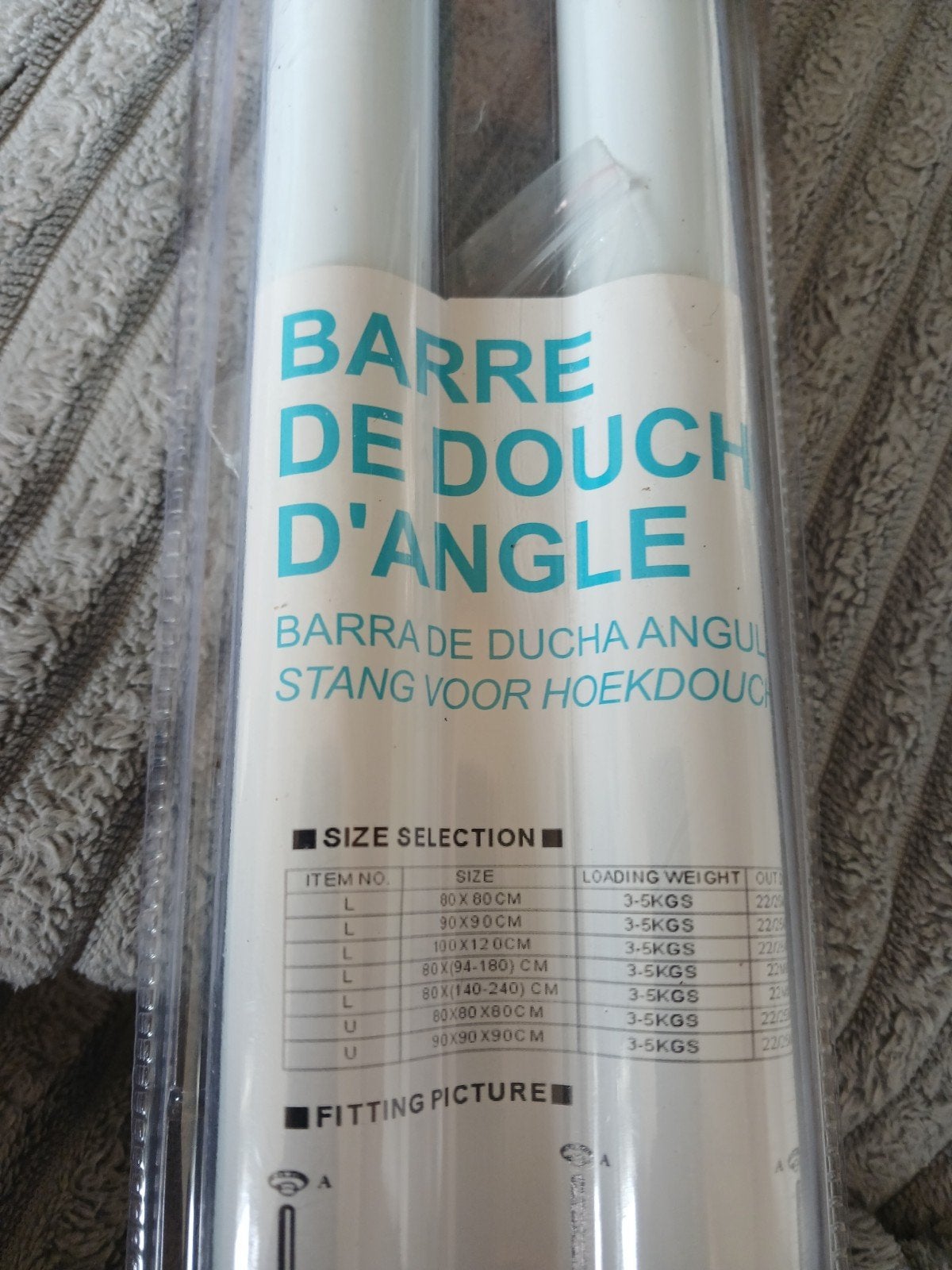 Barre de douche d'angle +
Rideau de douche + crochets NEUF, Maison & Meubles, Enlèvement, Blanc