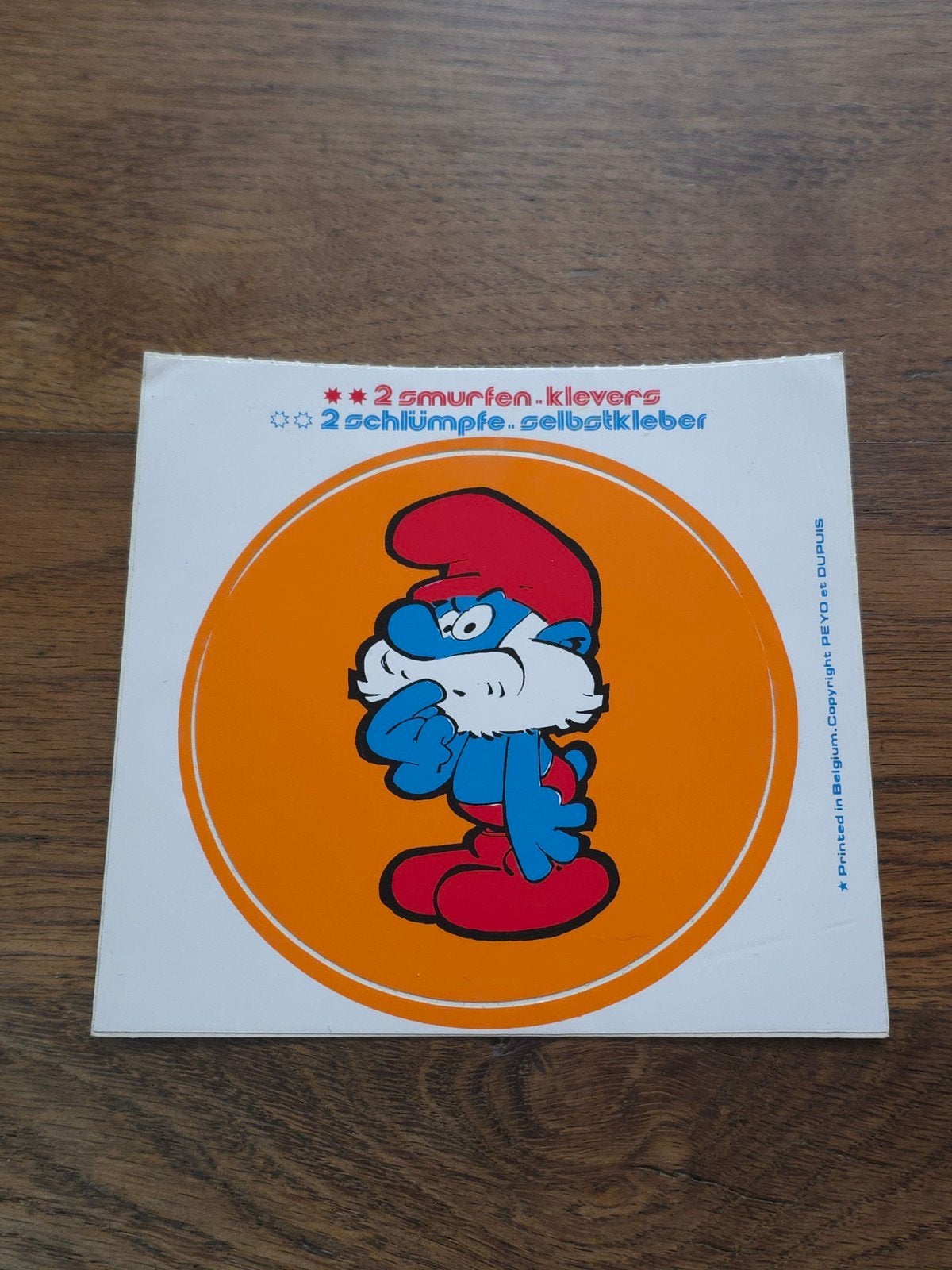 Autocollant Grand Schtroumpf Dupuis, Verzamelen, Smurfen, Verzenden, Zo goed als nieuw, Grote Smurf, Overige typen