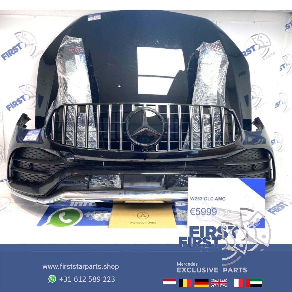 W253 C253 GLC FACELIFT VOORKOP ZWART COMPLEET FRONT GT GRIL, Utilisé, -, Avant, -