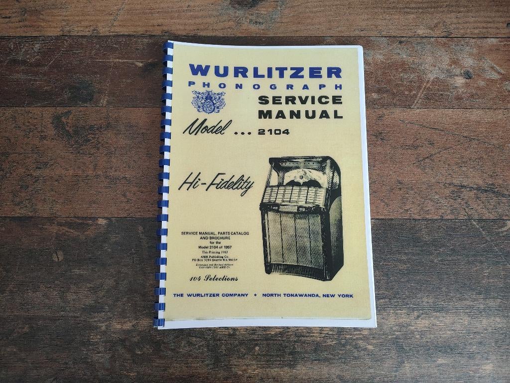 Service Manual: Wurlitzer 2104 (1957) jukebox nieuw !!!, Envoi, Wurlitzer