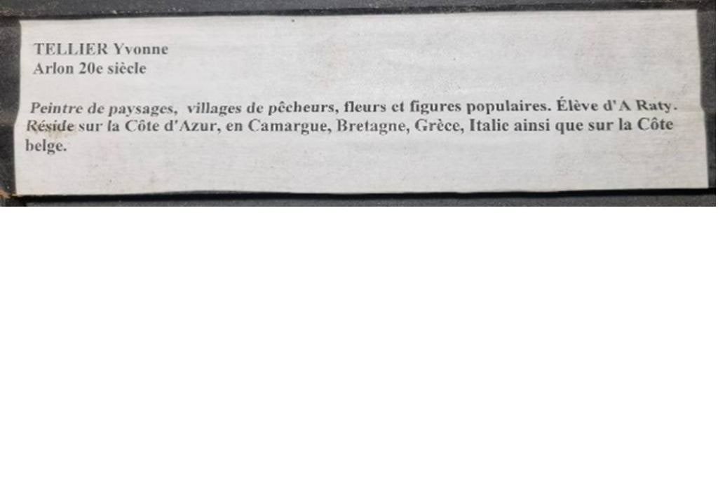Peinture TELLIER Yvonne. Arlon 20e siècle., Signé, Peinture à l'huile, Paysage, Enlèvement