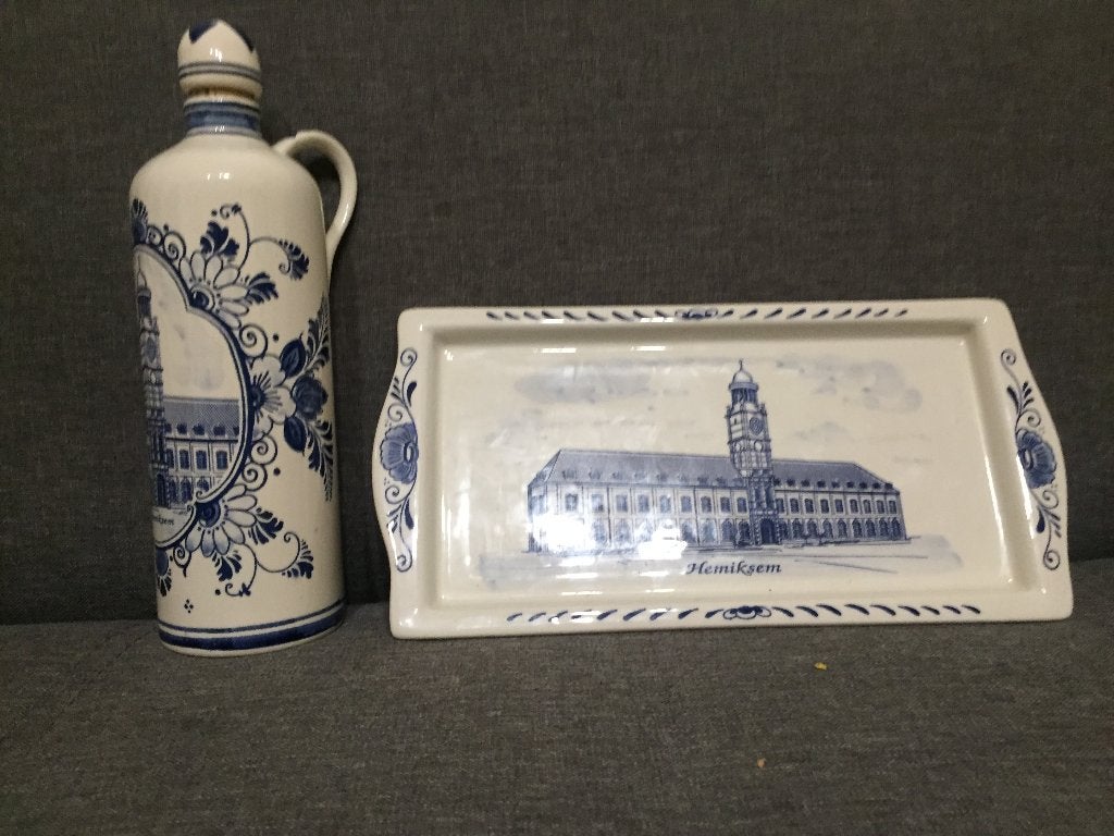 Delfts porseleinen set Abdij Hemiksem, Antiek en Kunst, Ophalen of Verzenden
