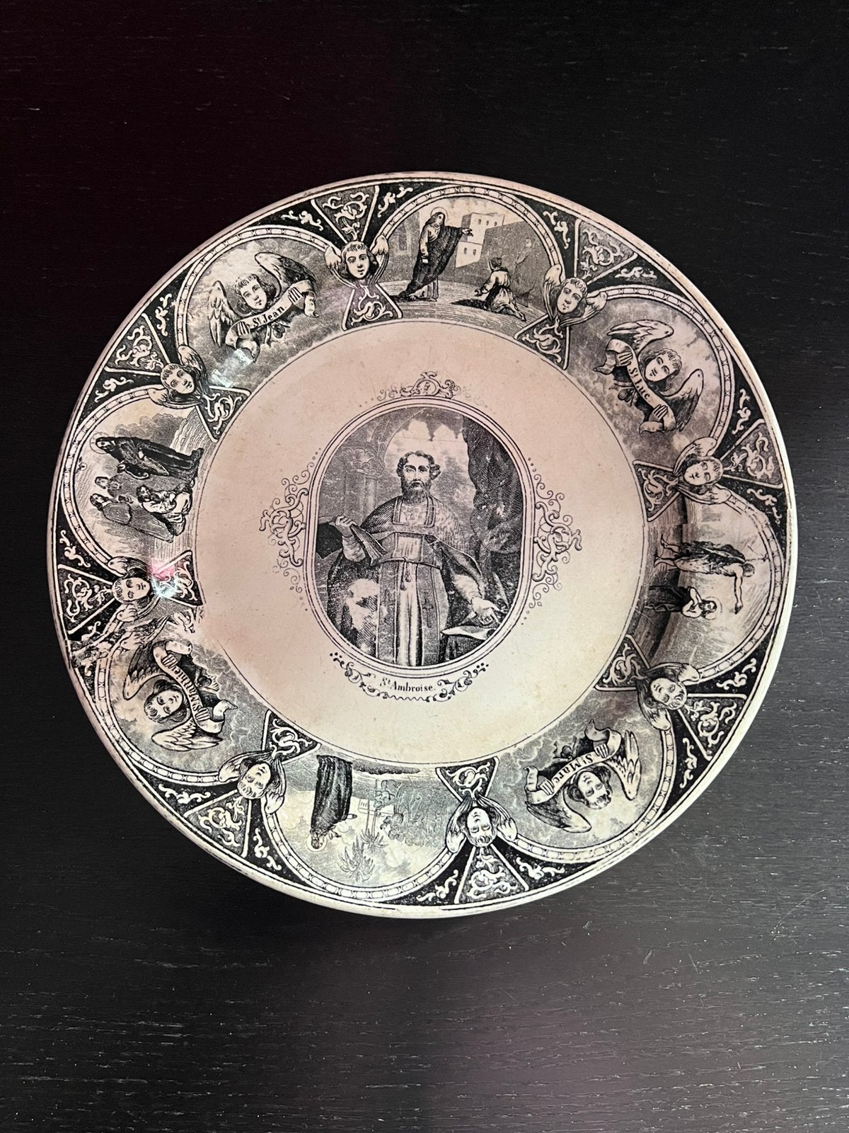 Antiek Frans sierbord – Sint Ambrosius – 19e eeuw, Antiek en Kunst, Antiek | Religieuze voorwerpen, Ophalen of Verzenden