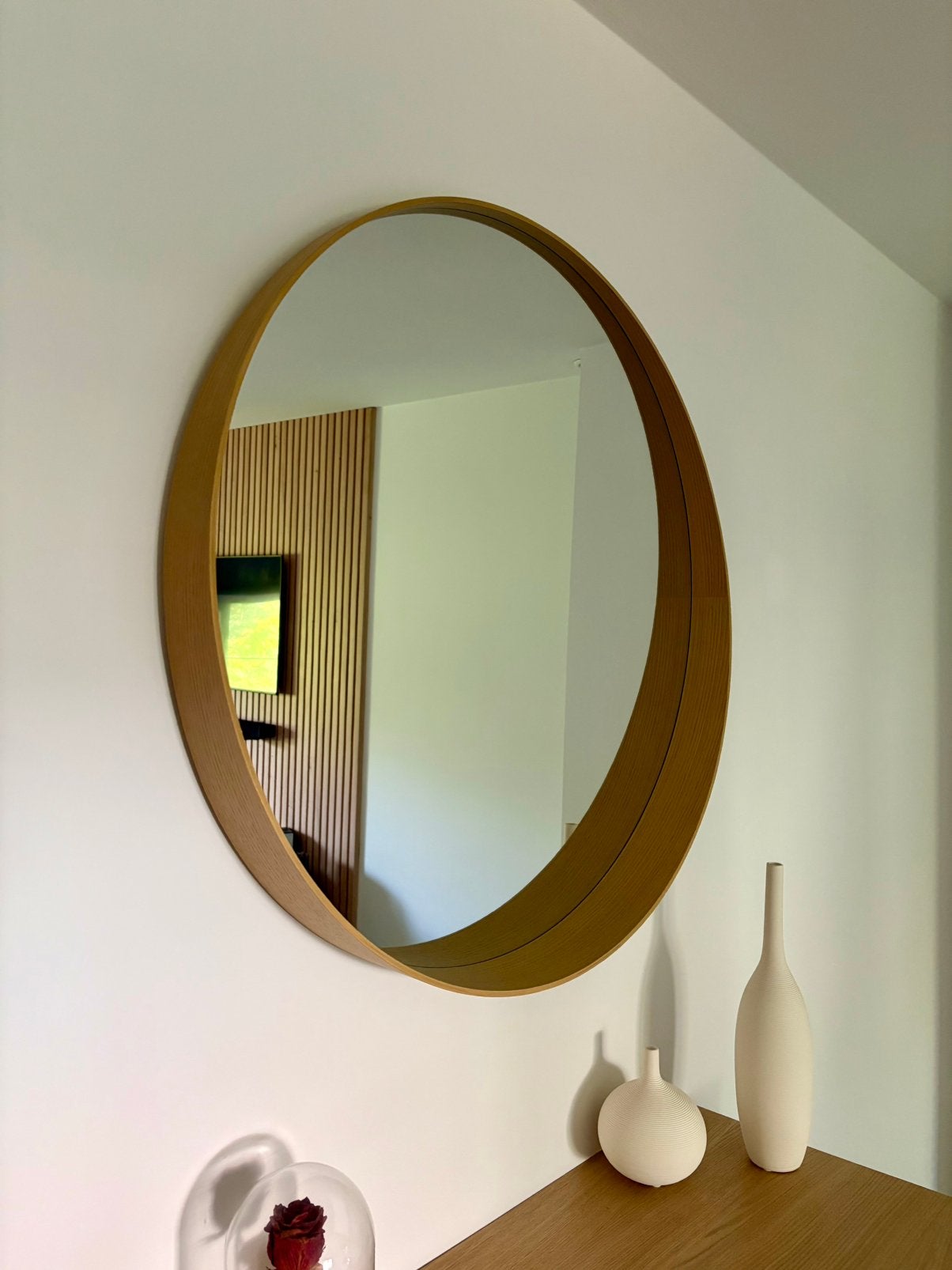 Ronde wandspiegel, Huis en Inrichting, Woonaccessoires | Spiegels, Ophalen, Zo goed als nieuw, Rond