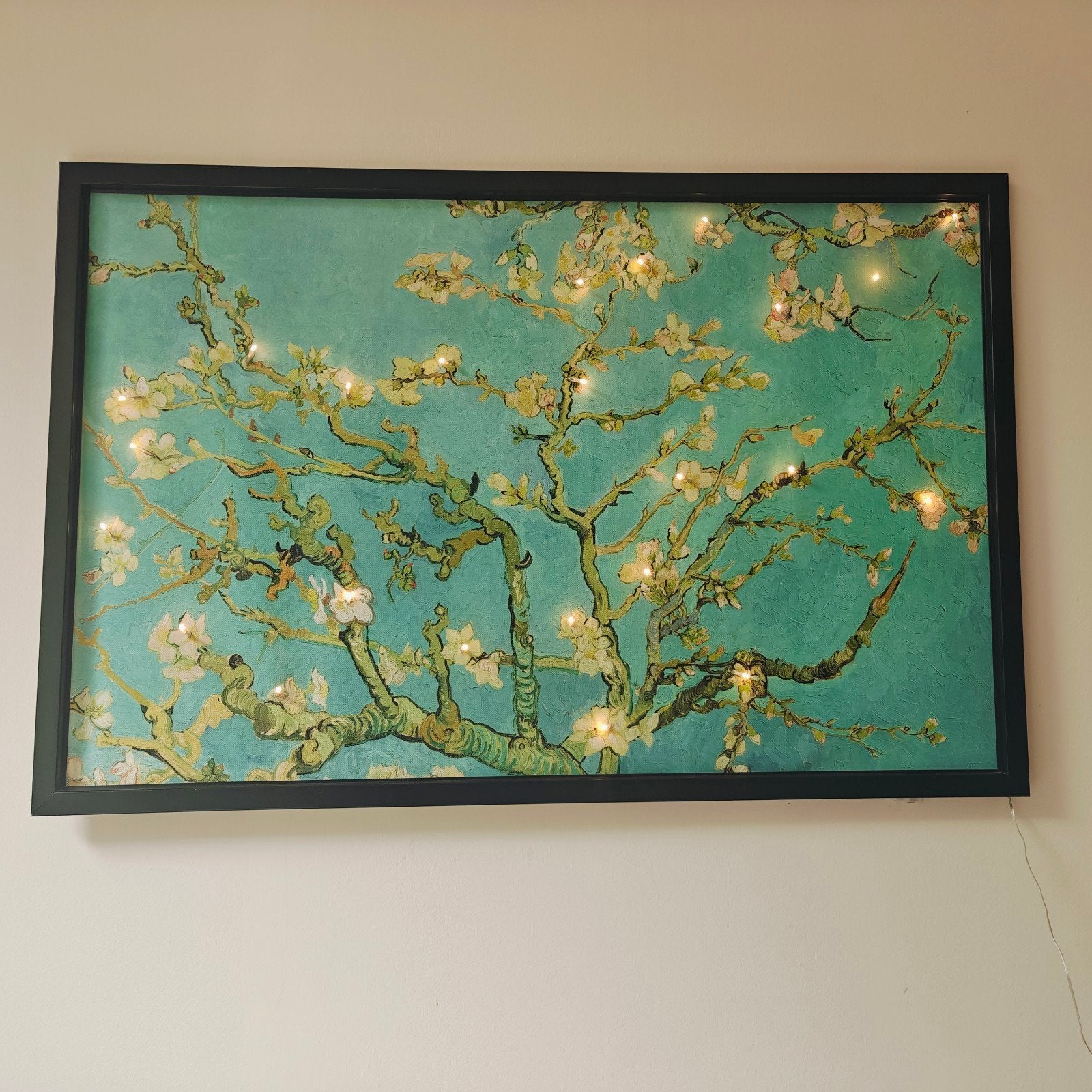 tableau van gogh cerisier en fleur + leds 128x 78 cm, Enlèvement