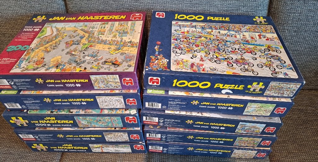 Puzzels Jan Van Haasteren, Ophalen, 500 t/m 1500 stukjes, Zo goed als nieuw, Legpuzzel
