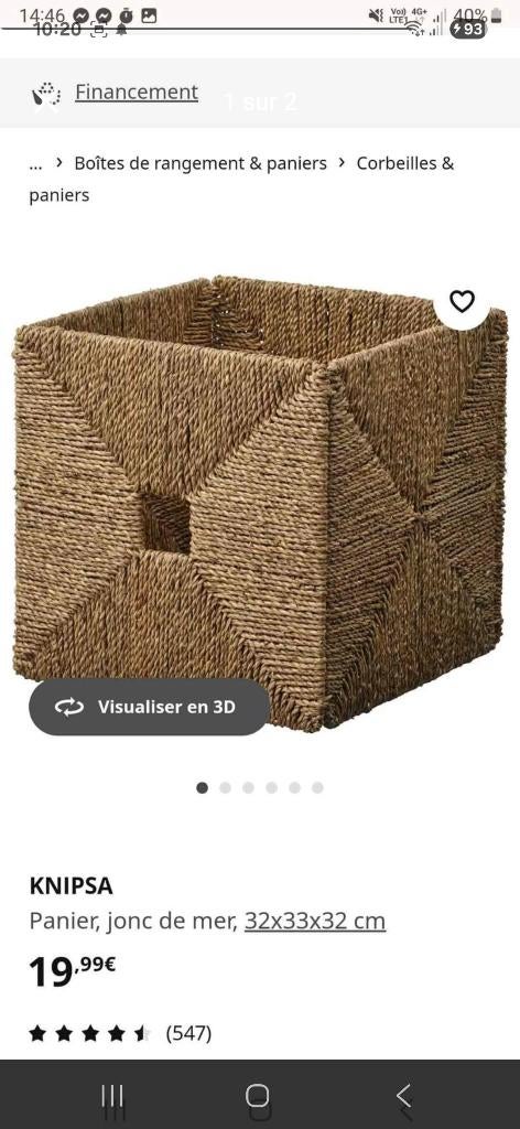 Panier en jonc de mer Ikea, Enlèvement, Panier, Autres matériaux, Carré