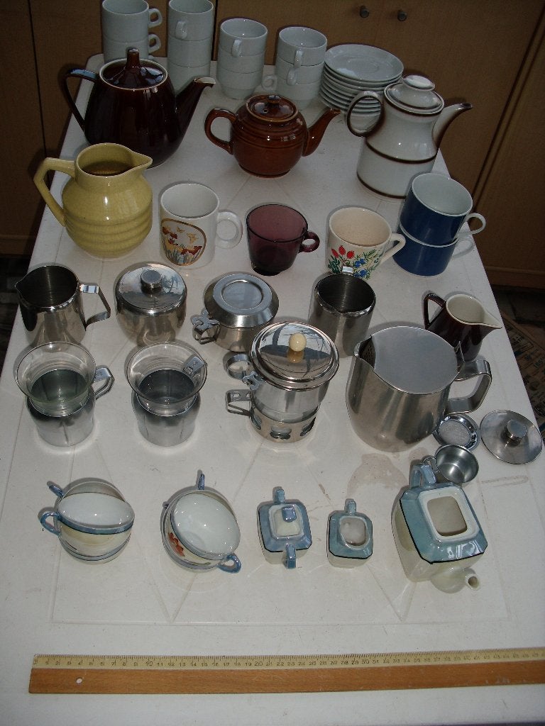 tassen, koffiekan, theekan, onderborden, schenkkan, inox tas, Ophalen, Nieuw