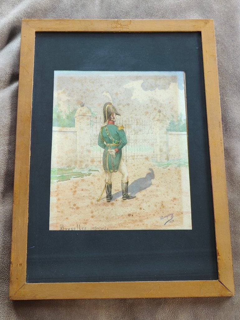 Aquarel 1910 Bucquoy Eugène-Louis ( 1879 - 1958 ), Ophalen of Verzenden, Aquarel, Portret of Personen