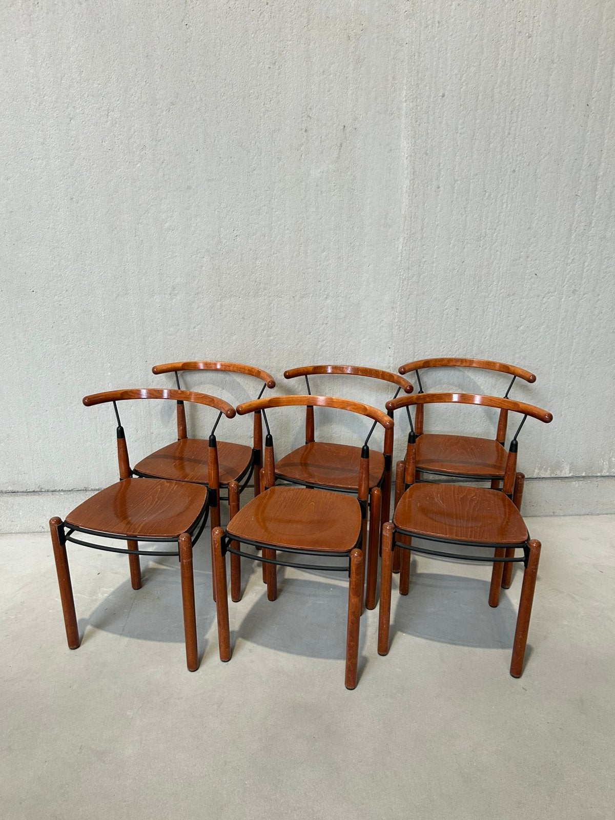 6 Vintage Postmoderne stapelstoelen, Ophalen, Postmodern, Vintage, Gebruikt, Bruin