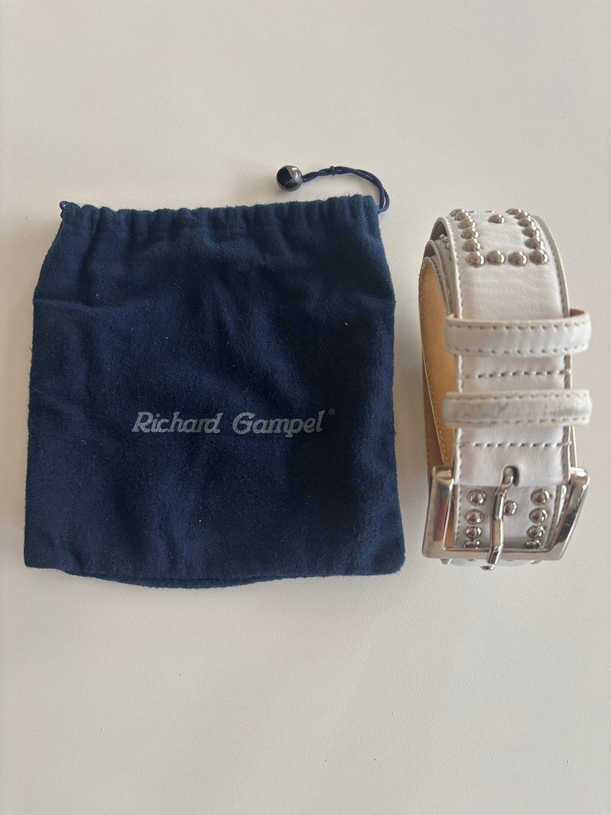 Ceinture Richard Gampel cuir blanc 85, Kleding | Dames, Riemen en Ceinturen, 80 tot 90 cm, 3 tot 5 cm, Heupriem, Ophalen of Verzenden