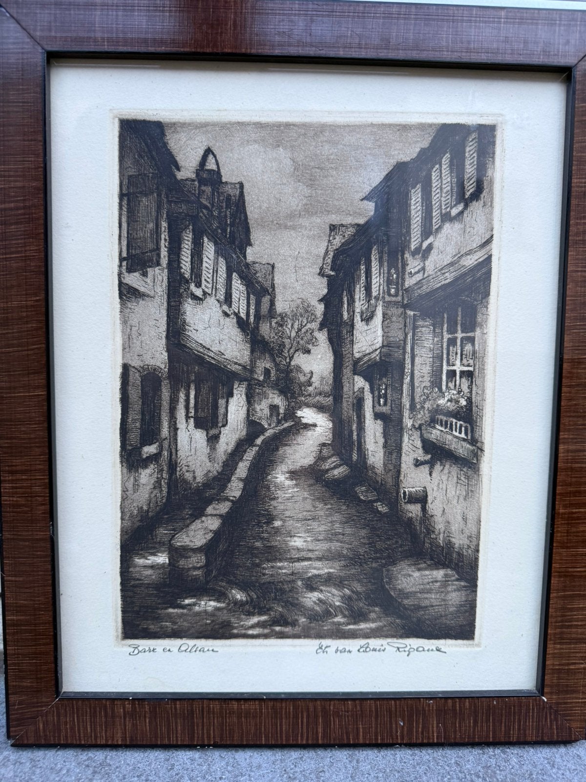 Gravure originale Louis Rigaux - Barr et Alsace - signée, Enlèvement ou Envoi, Vue urbaine, Eau-forte, Signé